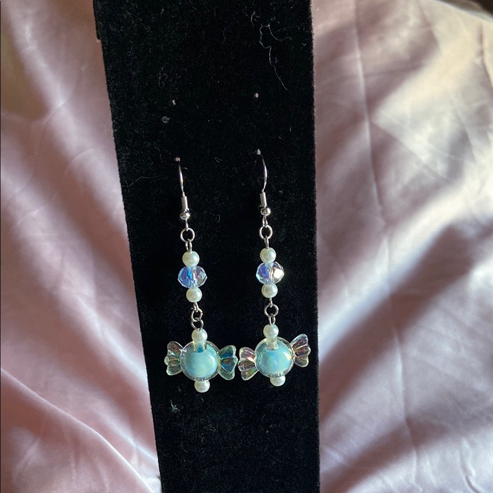 Elegant Blue Beaded Earrings
